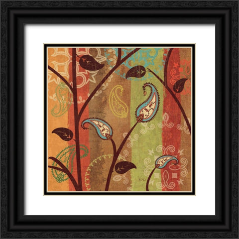 Paisley Garden I Black Ornate Wood Framed Art Print with Double Matting by Charron, Veronique