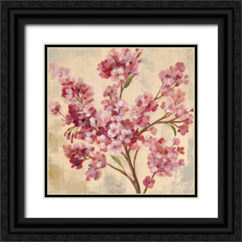 Pink Cherry Branch I Black Ornate Wood Framed Art Print with Double Matting by Vassileva, Silvia