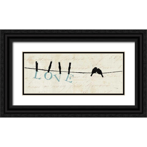 Birds on a Wire - Love Black Ornate Wood Framed Art Print with Double Matting by Pelletier, Alain