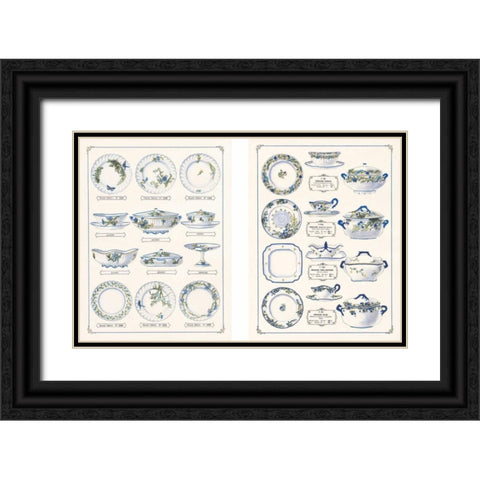 Porcelain Designs Black Ornate Wood Framed Art Print with Double Matting by Anonymous