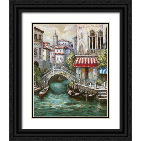 Venetian Motif I Black Ornate Wood Framed Art Print with Double Matting by Mancini, Gianni