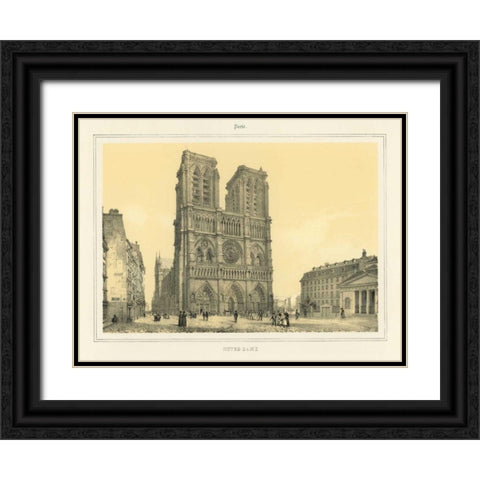 Notre Dame Black Ornate Wood Framed Art Print with Double Matting by Anonymous