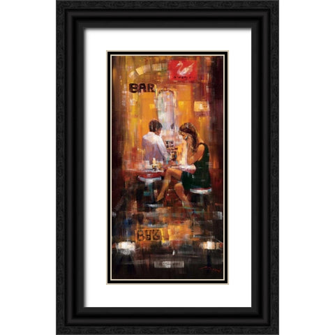 Bar Scene II Black Ornate Wood Framed Art Print with Double Matting by Madjid