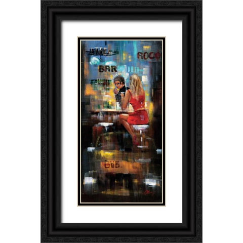 Bar Scene III Black Ornate Wood Framed Art Print with Double Matting by Madjid