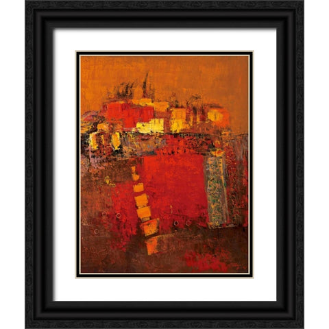 Squares Black Ornate Wood Framed Art Print with Double Matting by Madjid