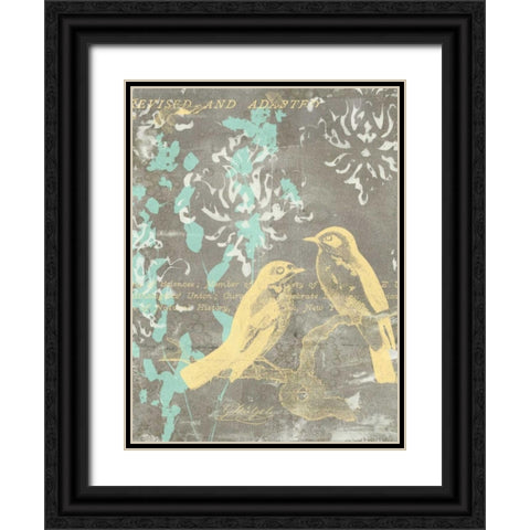 Pretty Birds I Black Ornate Wood Framed Art Print with Double Matting by Goldberger, Jennifer