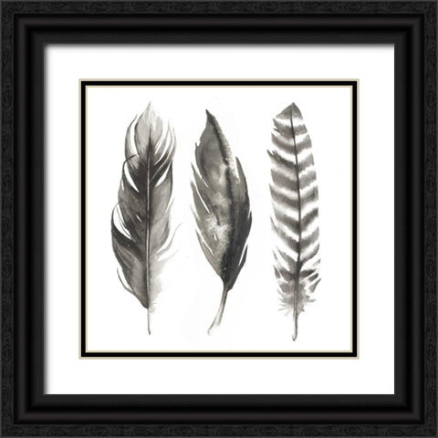 Watercolor Feathers I Black Ornate Wood Framed Art Print with Double Matting by Popp, Grace