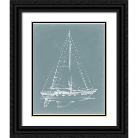 Yacht Sketches II Black Ornate Wood Framed Art Print with Double Matting by Harper, Ethan