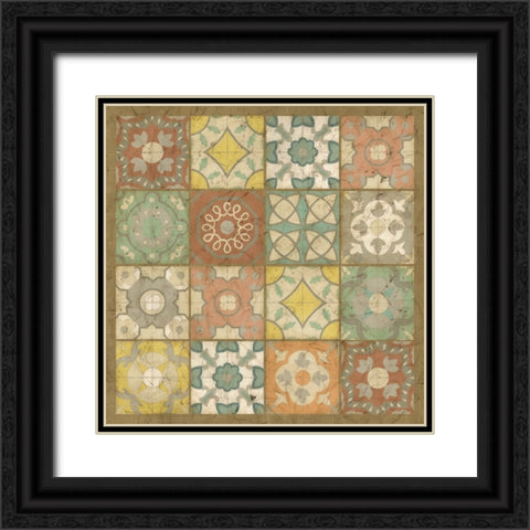 Non-Embellished Barcelona Tiles II Black Ornate Wood Framed Art Print with Double Matting by Zarris, Chariklia