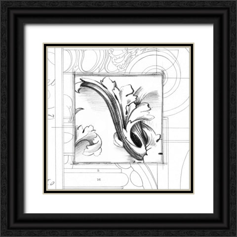 Acanthus Detail II Black Ornate Wood Framed Art Print with Double Matting by Harper, Ethan