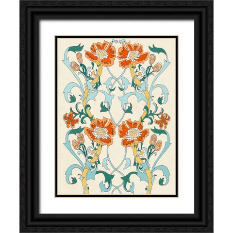 Nouveau Floral Pattern I Black Ornate Wood Framed Art Print with Double Matting by McCavitt, Naomi
