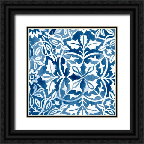 Watercolor Indigo I Black Ornate Wood Framed Art Print with Double Matting by Vess, June Erica