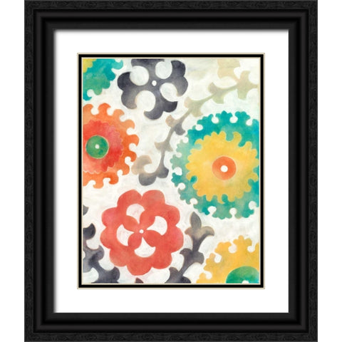 Batik Suzani II Black Ornate Wood Framed Art Print with Double Matting by Zarris, Chariklia