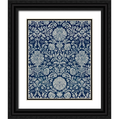 Baroque Tapestry in Navy II Black Ornate Wood Framed Art Print with Double Matting by Vision Studio