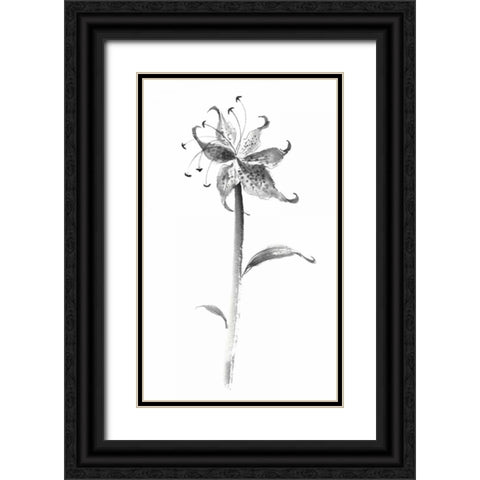Ink Tiger Lily Black Ornate Wood Framed Art Print with Double Matting by Rae, Nan