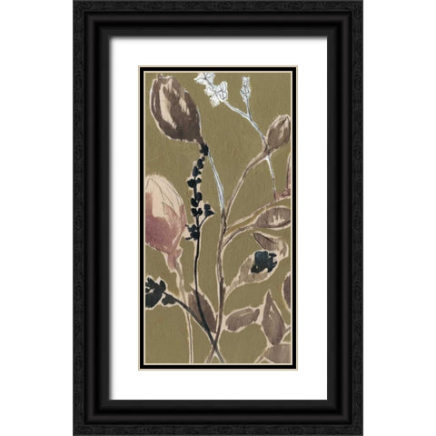 Mauve on Olive I Black Ornate Wood Framed Art Print with Double Matting by Goldberger, Jennifer