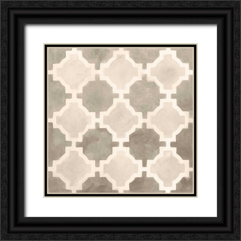 Neutral Watercolor Tile I Black Ornate Wood Framed Art Print with Double Matting by Vess, June Erica