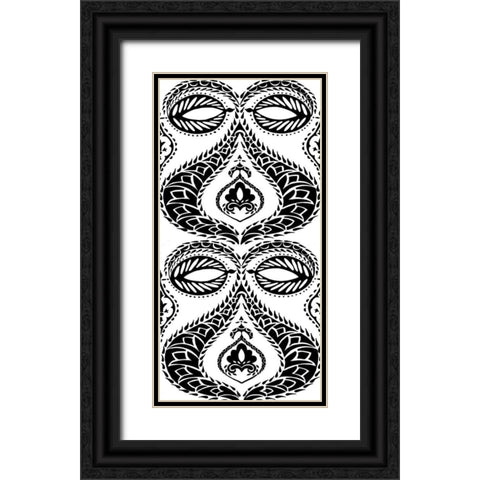 BandW Arabesque Panels I Black Ornate Wood Framed Art Print with Double Matting by Zarris, Chariklia