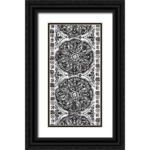 BandW Arabesque Panels III Black Ornate Wood Framed Art Print with Double Matting by Zarris, Chariklia