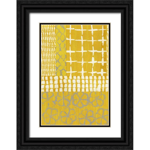 Golden Blockprint I Black Ornate Wood Framed Art Print with Double Matting by Zarris, Chariklia