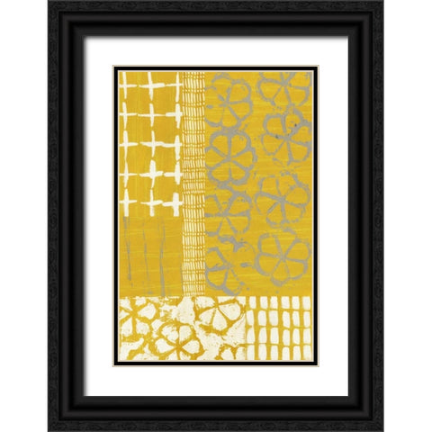 Golden Blockprint II Black Ornate Wood Framed Art Print with Double Matting by Zarris, Chariklia