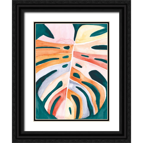 Multicolor Monstera II Black Ornate Wood Framed Art Print with Double Matting by Parker, Jennifer Paxton