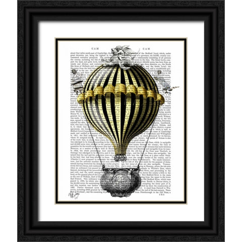 Baroque Fantasy Balloon 2 Black Ornate Wood Framed Art Print with Double Matting by Fab Funky