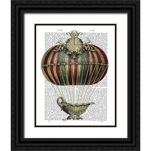 Baroque Fantasy Balloon 3 Black Ornate Wood Framed Art Print with Double Matting by Fab Funky