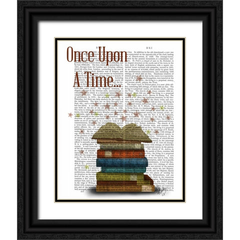 Once Upon A Time Books Black Ornate Wood Framed Art Print with Double Matting by Fab Funky