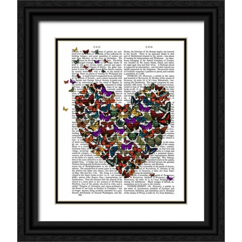 Butterfly Heart Black Ornate Wood Framed Art Print with Double Matting by Fab Funky