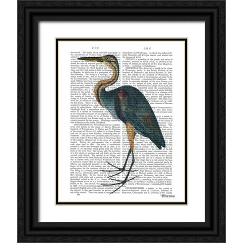 Blue Heron 3 Black Ornate Wood Framed Art Print with Double Matting by Fab Funky