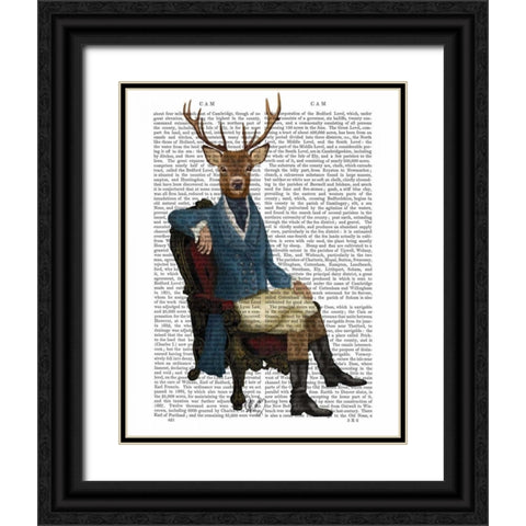 Distinguished Deer Full Black Ornate Wood Framed Art Print with Double Matting by Fab Funky