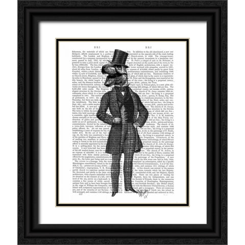 Dinosaur TRex Man 1 Black Ornate Wood Framed Art Print with Double Matting by Fab Funky