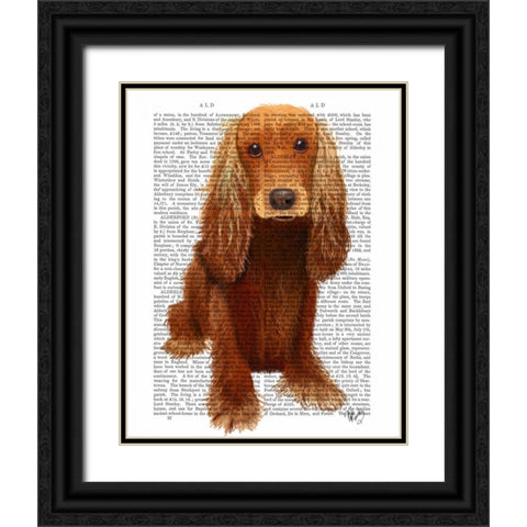 Cocker Spaniel Plain Black Ornate Wood Framed Art Print with Double Matting by Fab Funky