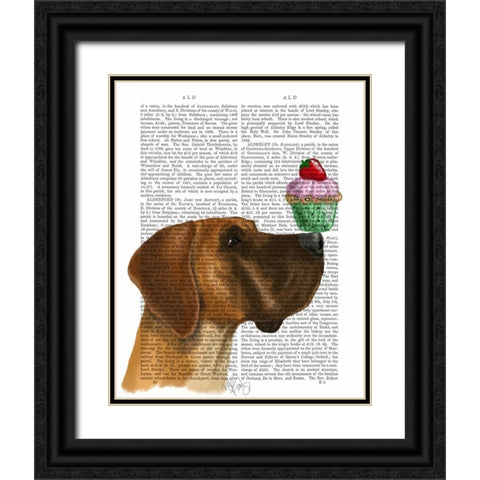 Great Dane and Cupcake Black Ornate Wood Framed Art Print with Double Matting by Fab Funky