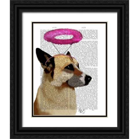 German Shepherd With Pink Halo Black Ornate Wood Framed Art Print with Double Matting by Fab Funky