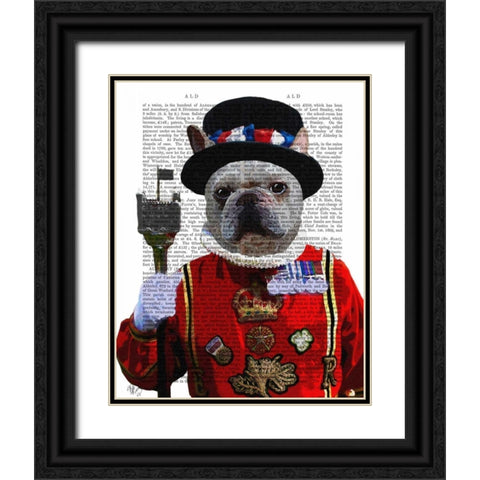 Bulldog Beefeater Black Ornate Wood Framed Art Print with Double Matting by Fab Funky