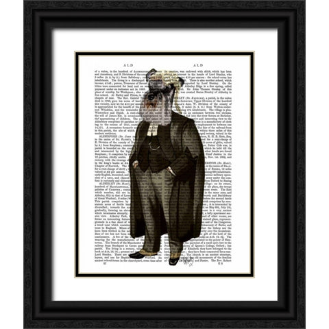 Schnauzer Lawyer Black Ornate Wood Framed Art Print with Double Matting by Fab Funky
