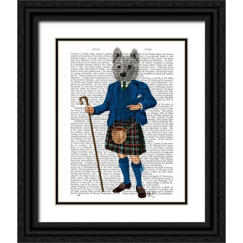 West Highland Terrier in Kilt Black Ornate Wood Framed Art Print with Double Matting by Fab Funky