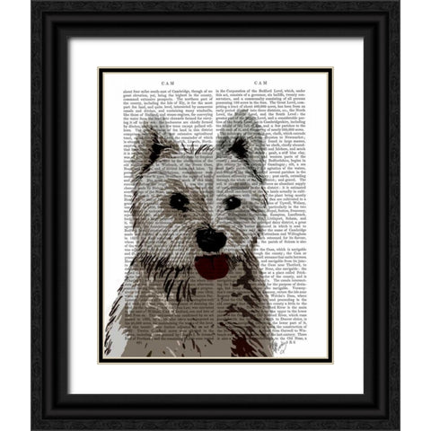 West Highland Terrier Plain Black Ornate Wood Framed Art Print with Double Matting by Fab Funky