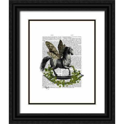 Rocking Horse Fly Black Ornate Wood Framed Art Print with Double Matting by Fab Funky