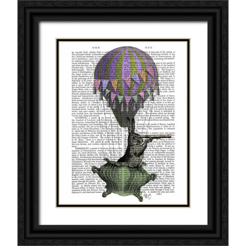 Navigating Rabbit Black Ornate Wood Framed Art Print with Double Matting by Fab Funky