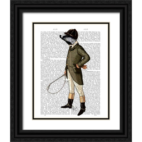 Badger The Rider Full Black Ornate Wood Framed Art Print with Double Matting by Fab Funky