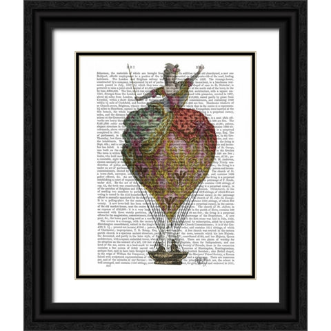 Hot Air Balloon Woman 3 Black Ornate Wood Framed Art Print with Double Matting by Fab Funky