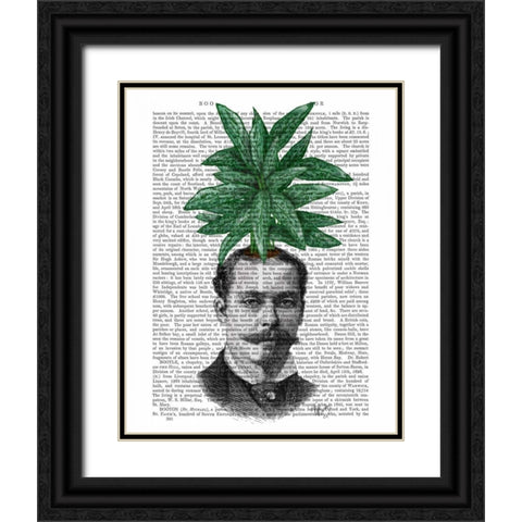 Chinese Evergreen Head Plant Head Black Ornate Wood Framed Art Print with Double Matting by Fab Funky