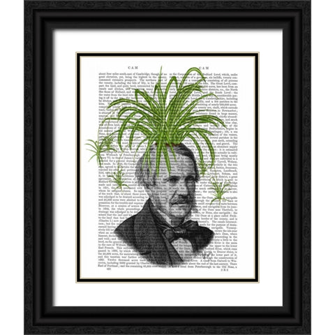Spider Plant Head Black Ornate Wood Framed Art Print with Double Matting by Fab Funky