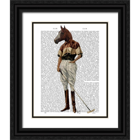 Polo Horse Full Black Ornate Wood Framed Art Print with Double Matting by Fab Funky