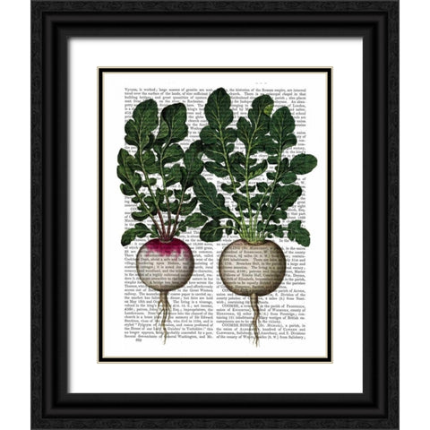 Radishes Print Black Ornate Wood Framed Art Print with Double Matting by Fab Funky