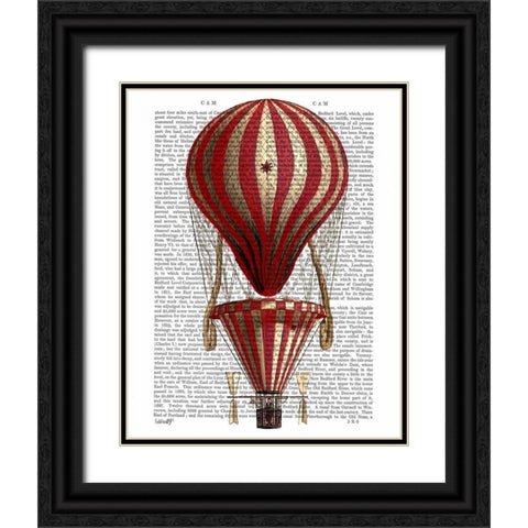 Tiered Hot Air Balloon Print Red Black Ornate Wood Framed Art Print with Double Matting by Fab Funky