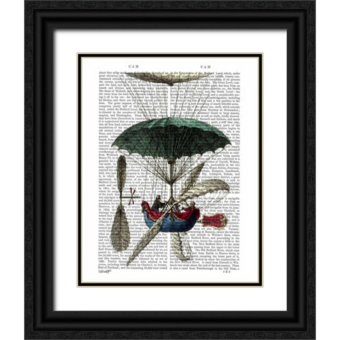 Place Du Louvre Hot Air Balloon Black Ornate Wood Framed Art Print with Double Matting by Fab Funky